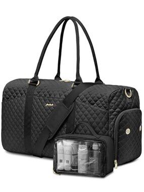 FOCDOD Travel Duffle Bag for Women - Weekender Bags with Shoe Compartment Large